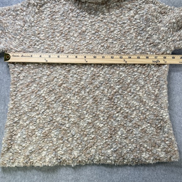Talbots Petites Bouclé Turtleneck Sweater Beige‎ Brown Wool Blend M - Picture 2 of 7